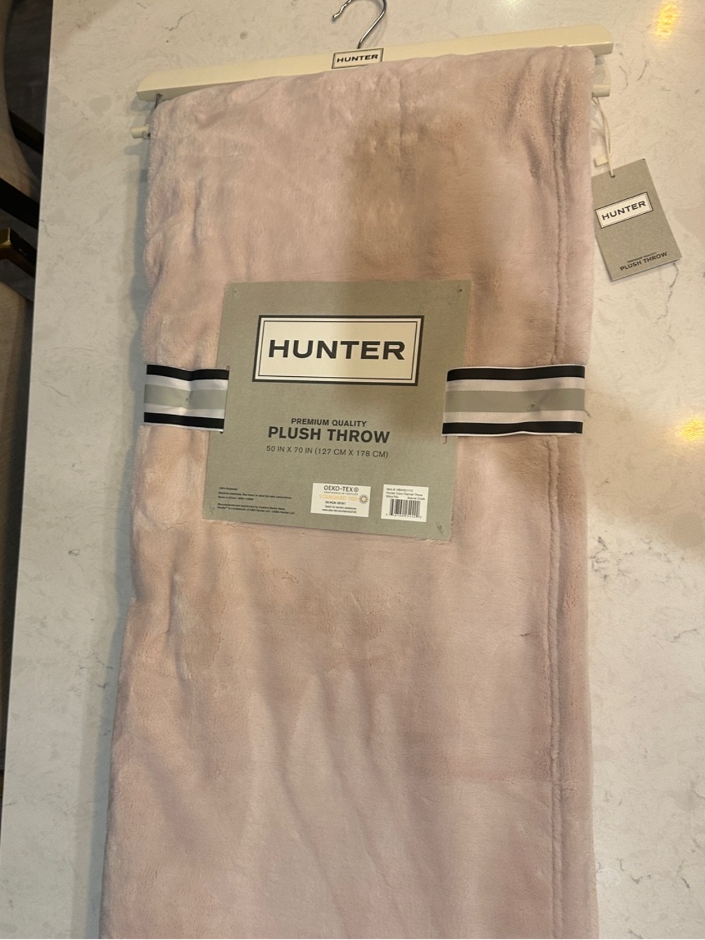 Hunter Plush Throw - Blush Pink Velvet Finish